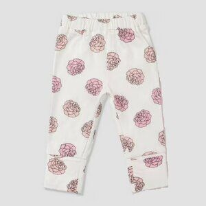 Monica + Andy Flower Peony Print Organic Cotton Girls Cuff Jogger Leggings Pants